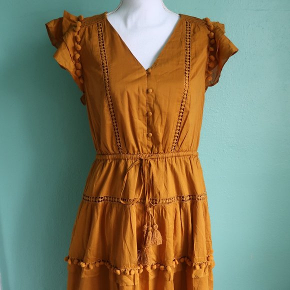 J. Jill Dresses & Skirts - J. Jill Point Sur Tiered Yellow Cotton Dress